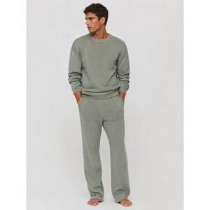 Comfrt Waffle Knit Lounge Pants Sage Green Relaxed Fit Elastic Waist XL NWOT